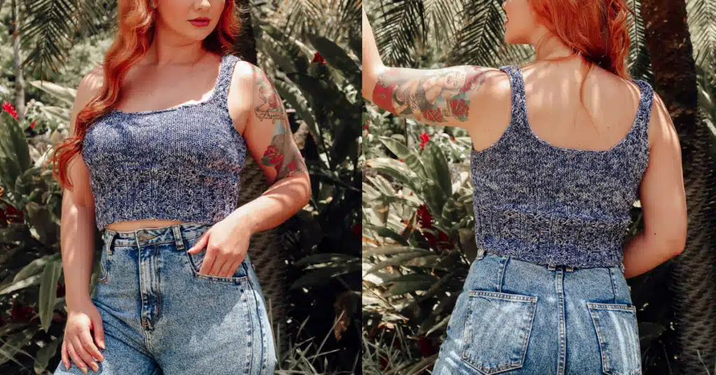 Faça de jeito fácil esse cropped regata de tricô: Passo a passo com gráficos