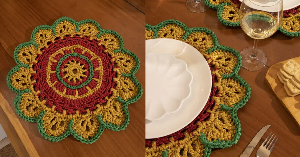 Arrase na decoração do natal com o sousplat natalino de crochê: Passo a passo com gráficos