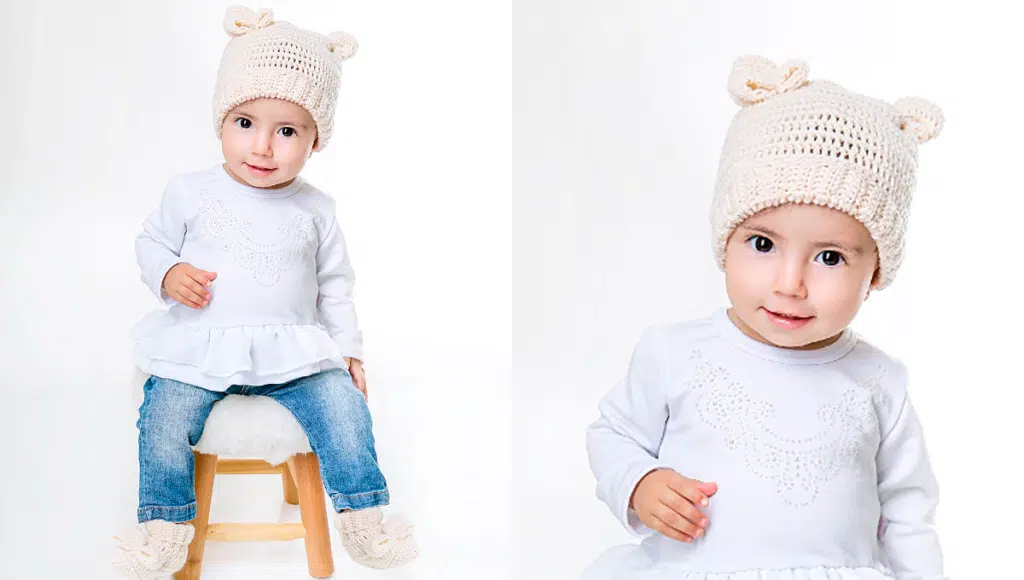 Conjunto em Tricô de Sapatinho e Touca