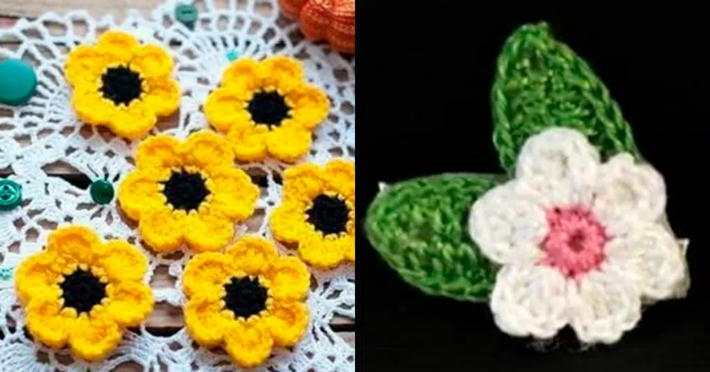 Customize Suas Peças com Essas Flores de Crochê para Aplicação
