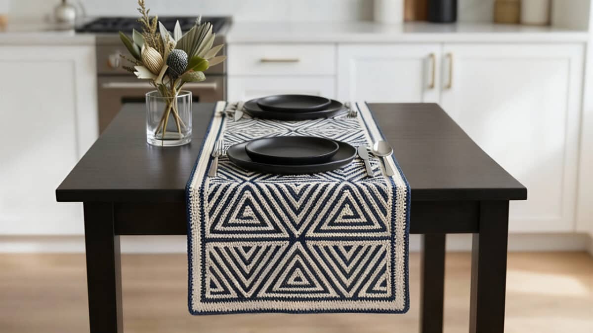 Dois modelos de caminho de mesa de crochê para transformar a cozinha em 2026