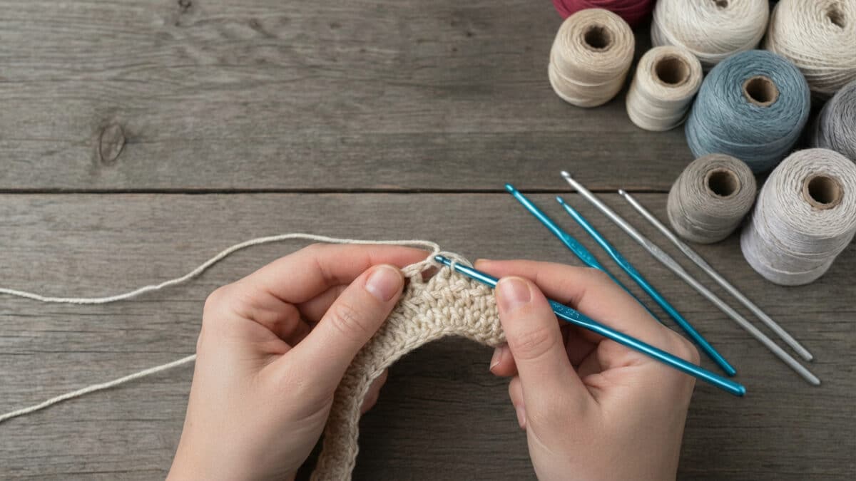 Este erro faz você perder linha ao criar bicos de crochê para pano de prato