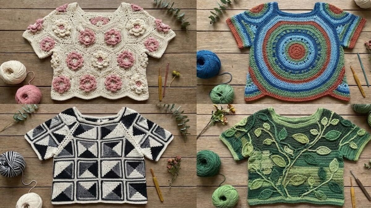Blusas de crochê com motivos elegantes para transformar seu visual