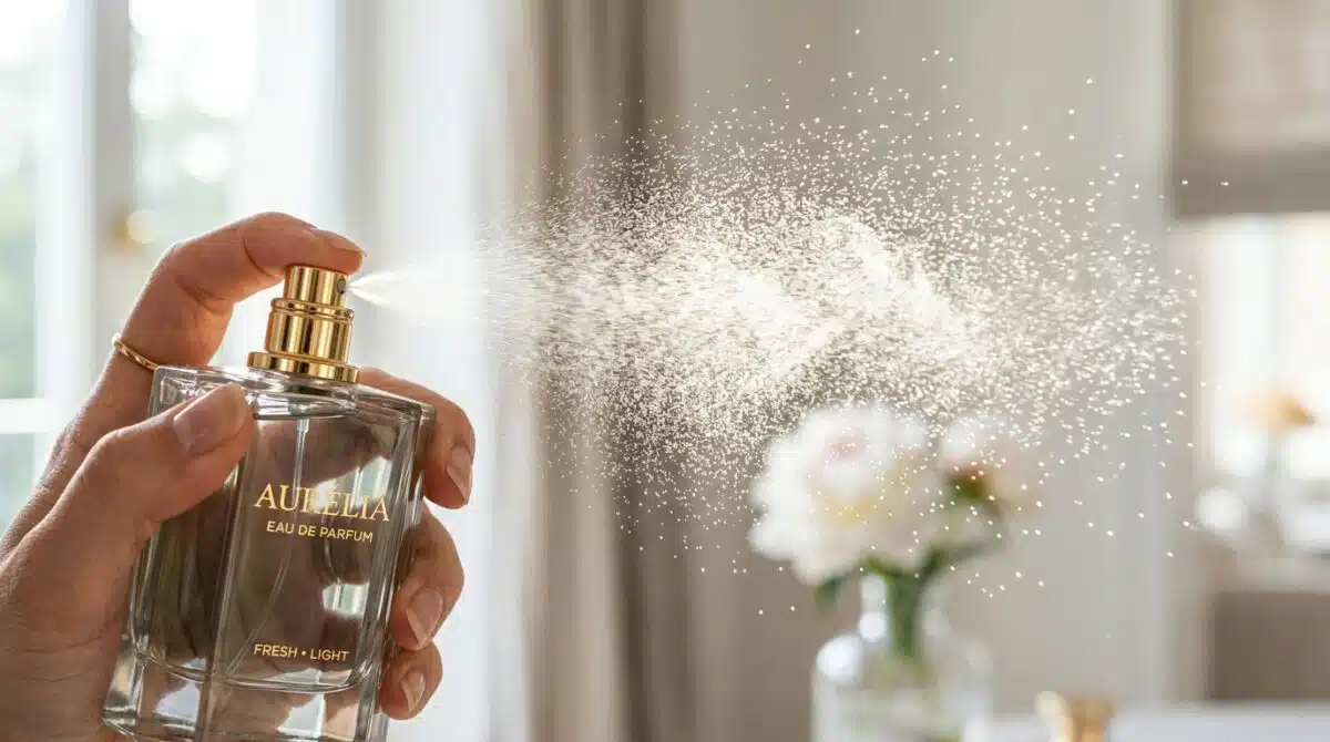 Perfume sendo borrifado