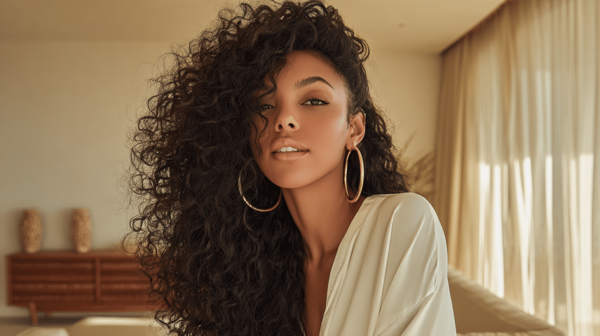Mulher com cabelo cacheado