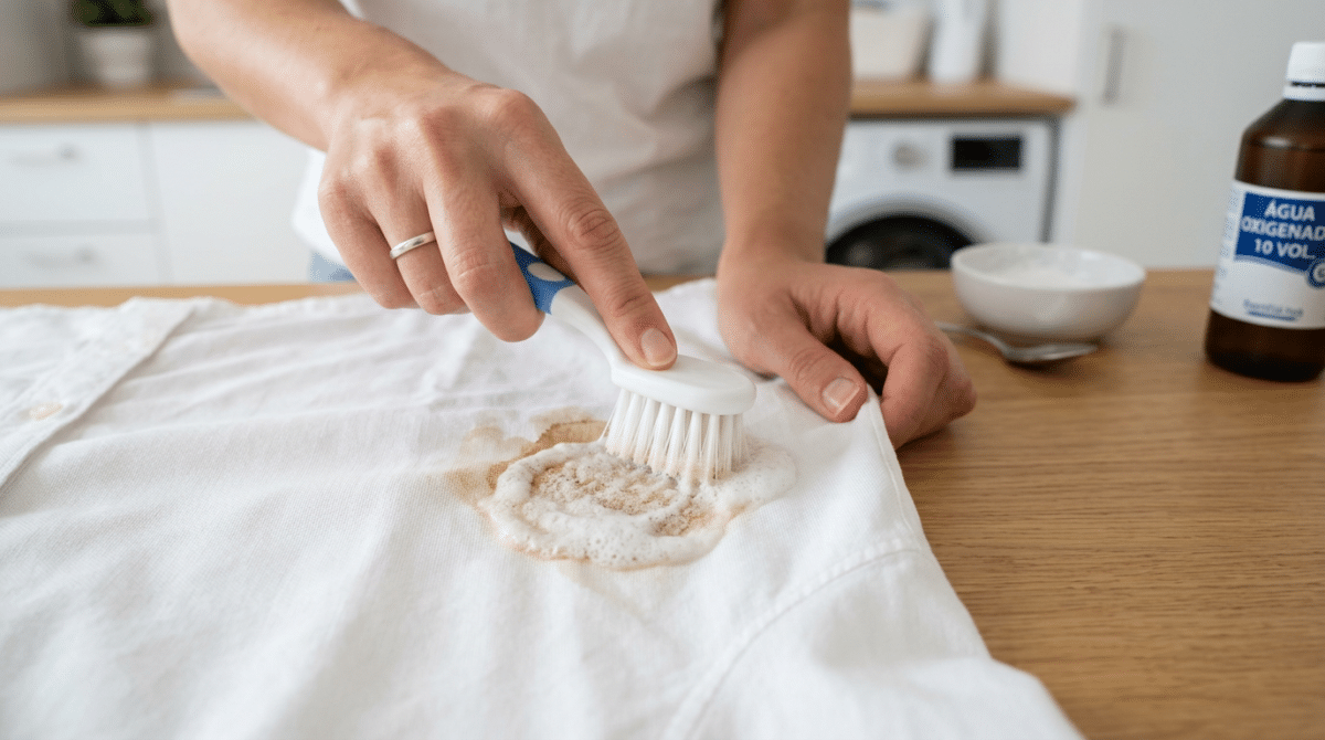 limpando mancha amarelada na camiseta