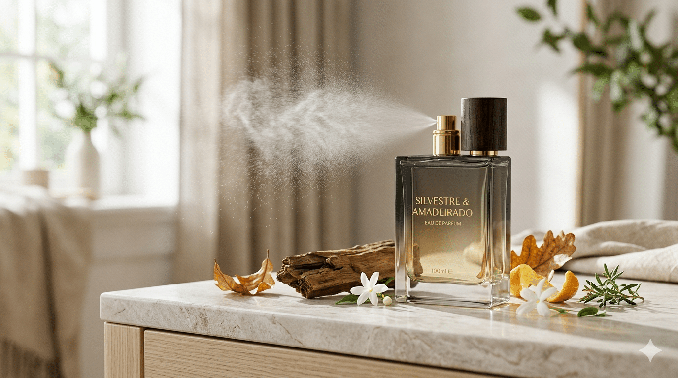Perfume com nota de Sândalo e o Vetive