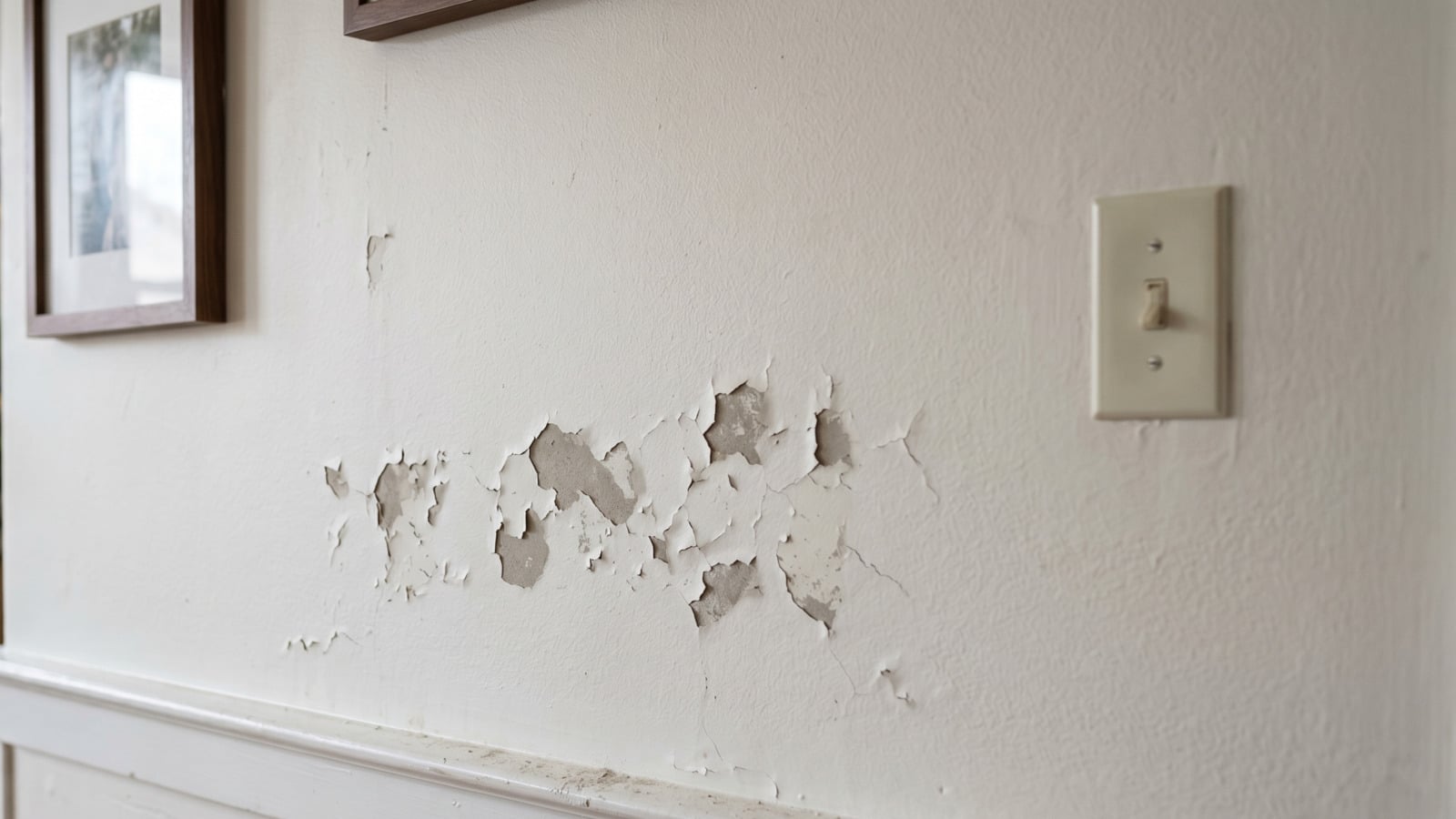 Parede de casa com a tinta descascando