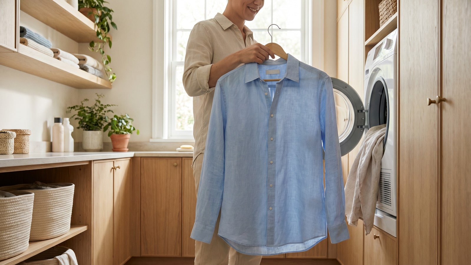 Retirada de roupas da secadora com a sensação de facilidade e rotina prática