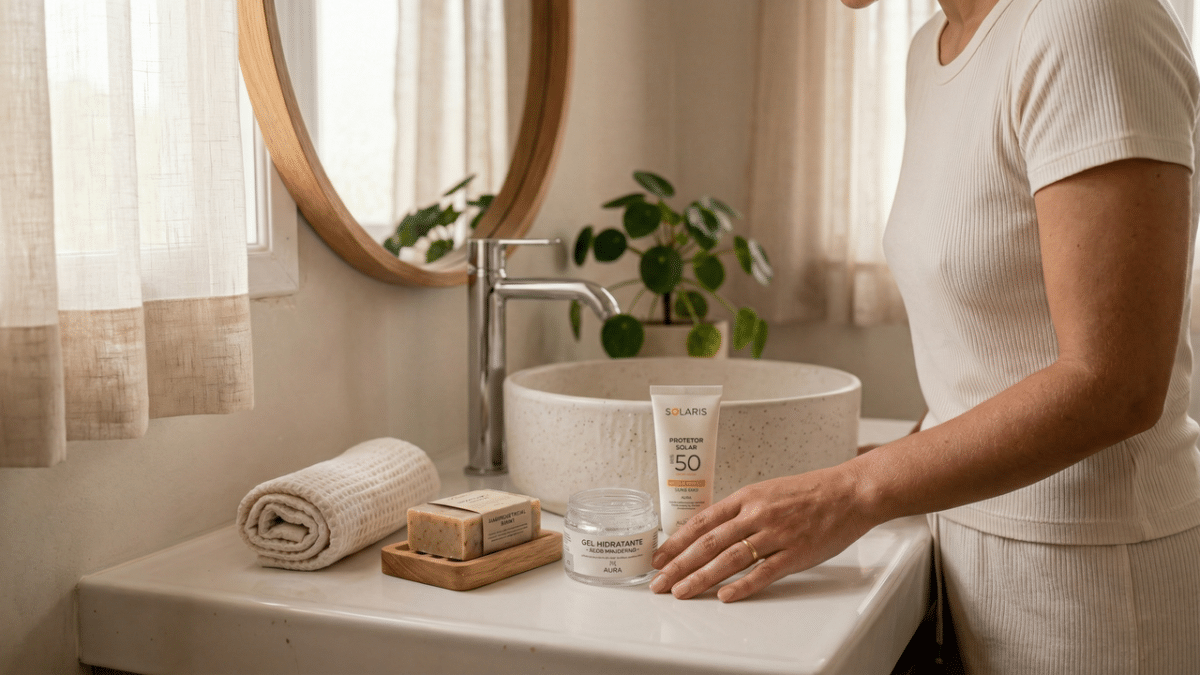 Produtos para fazer o kit de skincare.