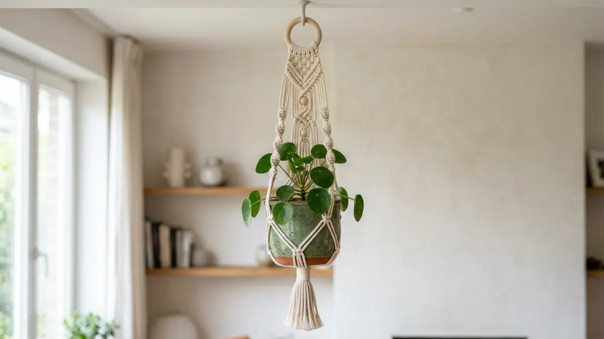 Macramê com planta