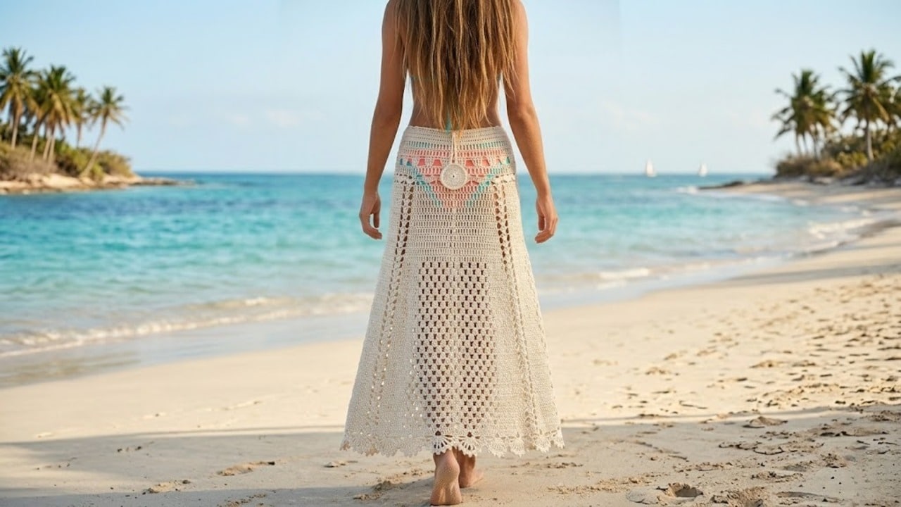 Faça esta linda saída de praia em crochê para se destacar no verão 2026