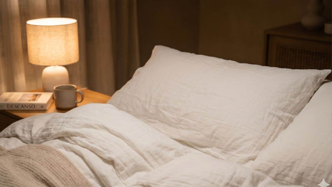 cama em clima pronto para dormir