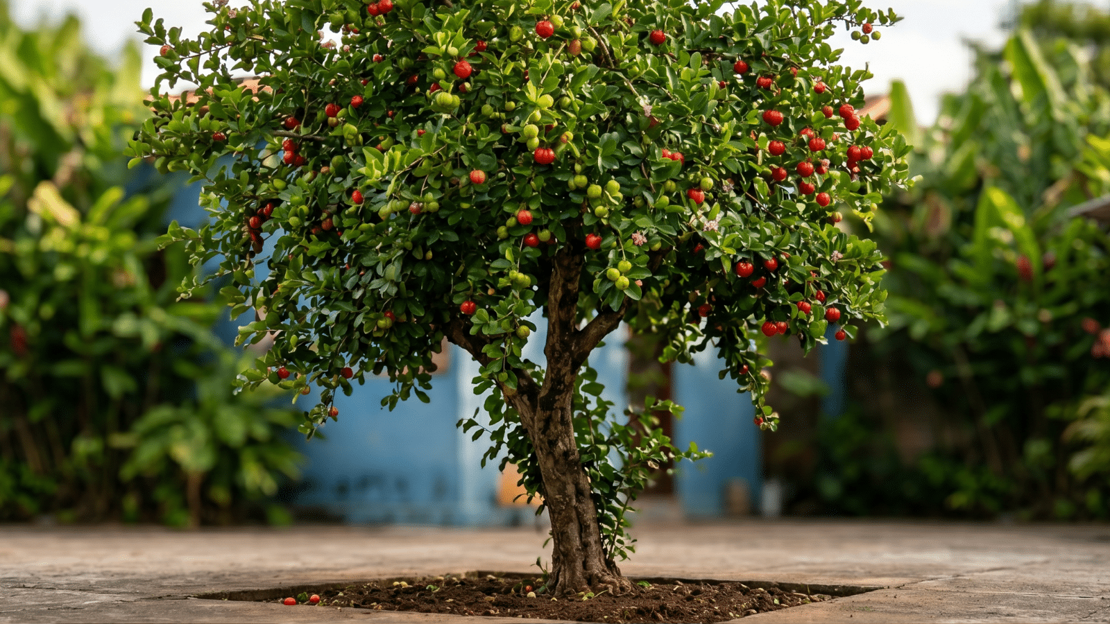 Pé de acerola no quintal