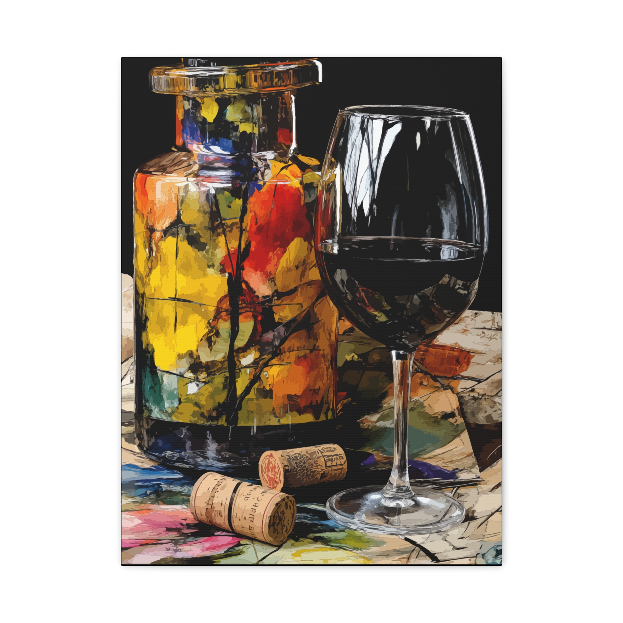 Wine Lover's Canvas Art - Vibrant Still Life Decor