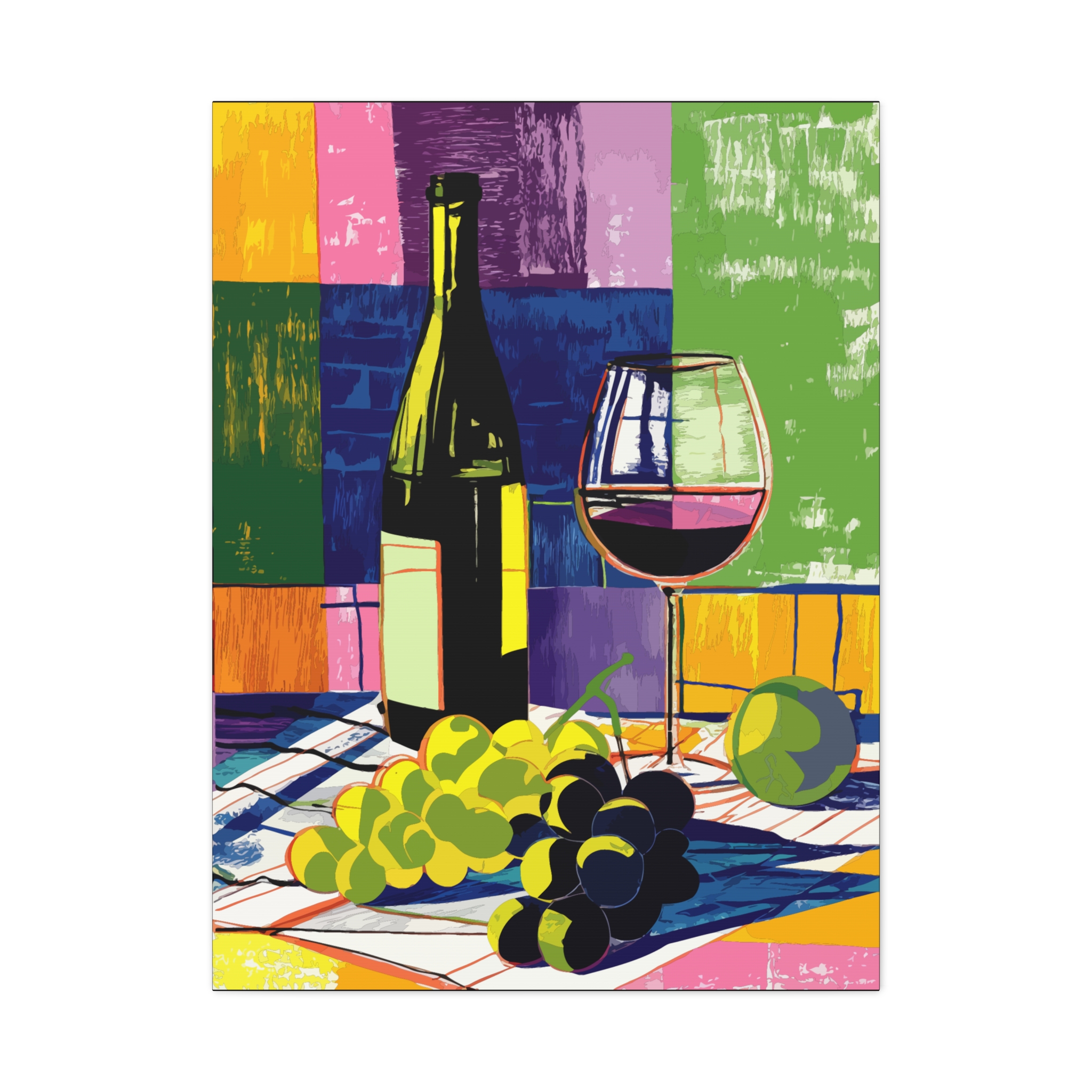 Vibrant Wine Art Canvas Print - Colorful Gourmet Still Life - Image 5