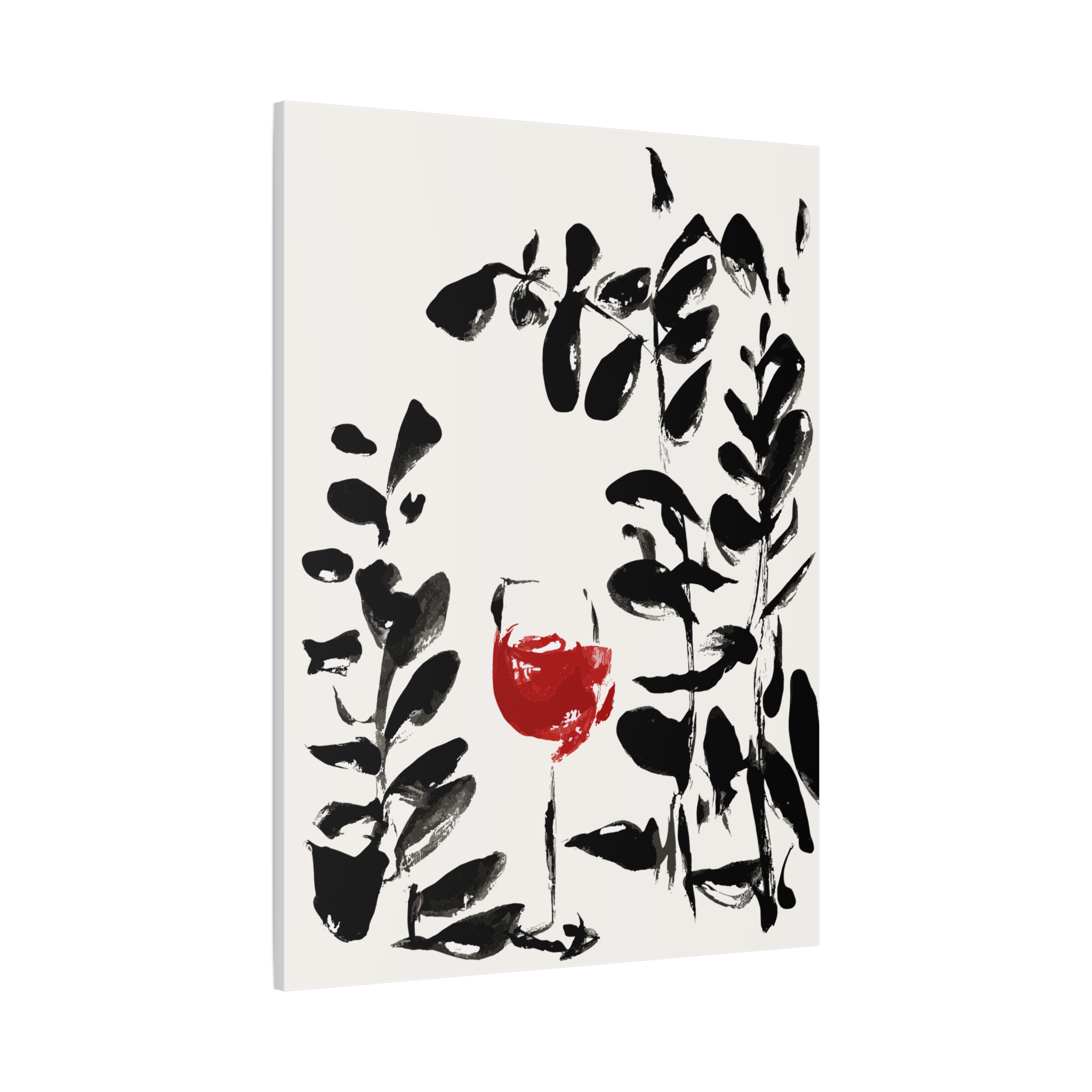 Stylish Botanical Wall Art with Red Wine Glass - Matte Canvas Decor for Home - Image 10