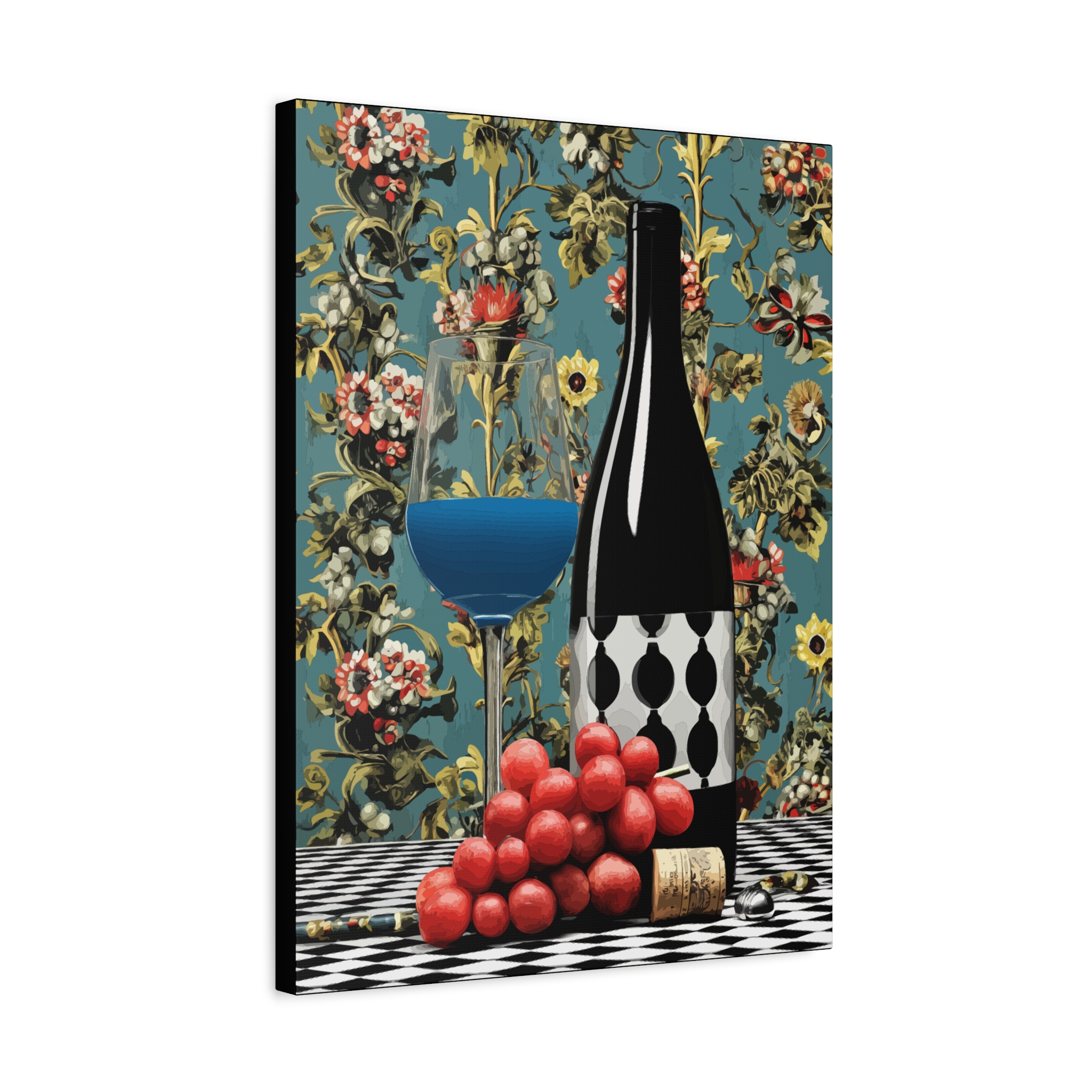 Vintage Wine Canvas Art – Colorful Floral Still Life Decoration - Image 2