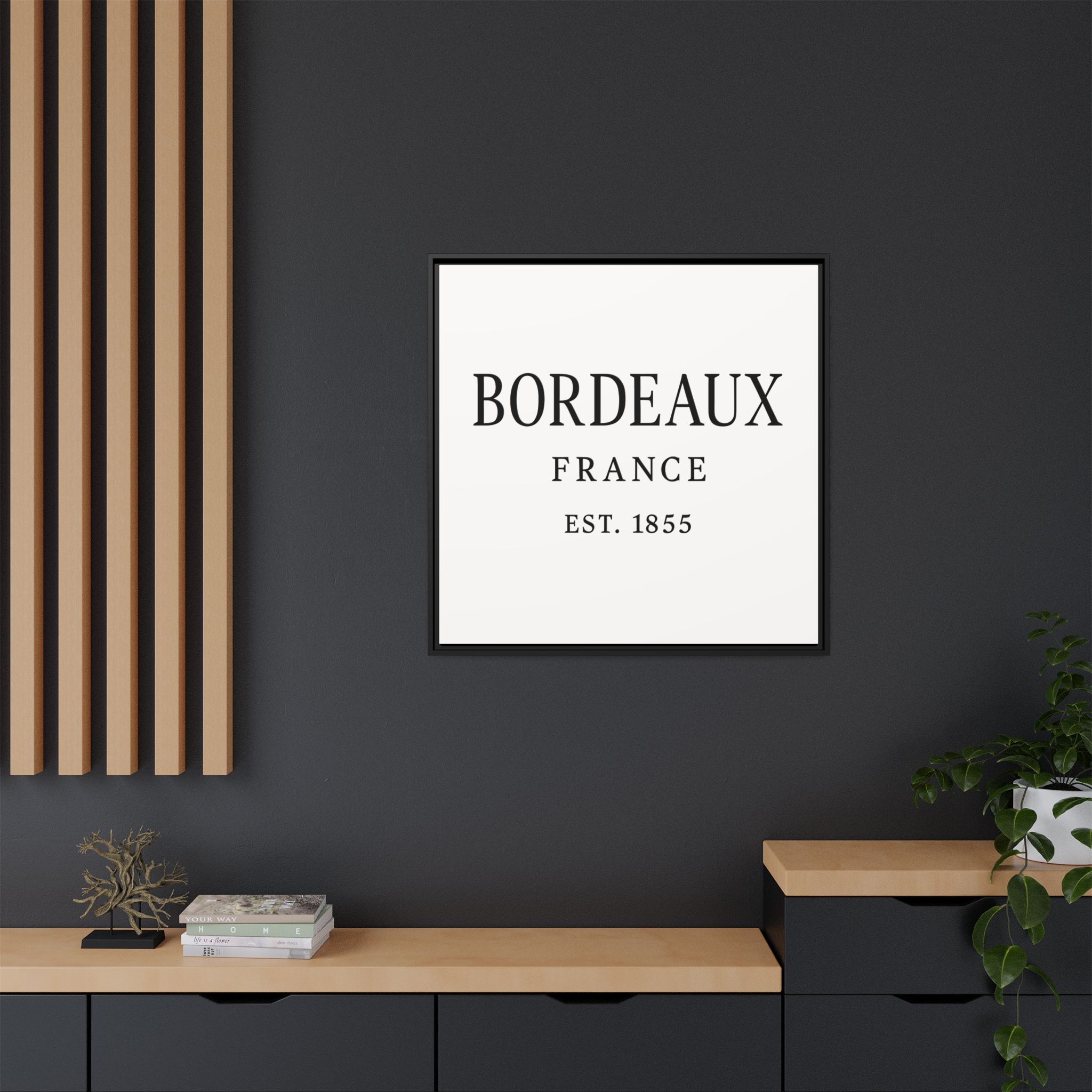Bordeaux France Wine Region Typography Print – Black and White Vintage-Style Canvas Wall Art, Framed Winery Decor - Image 12