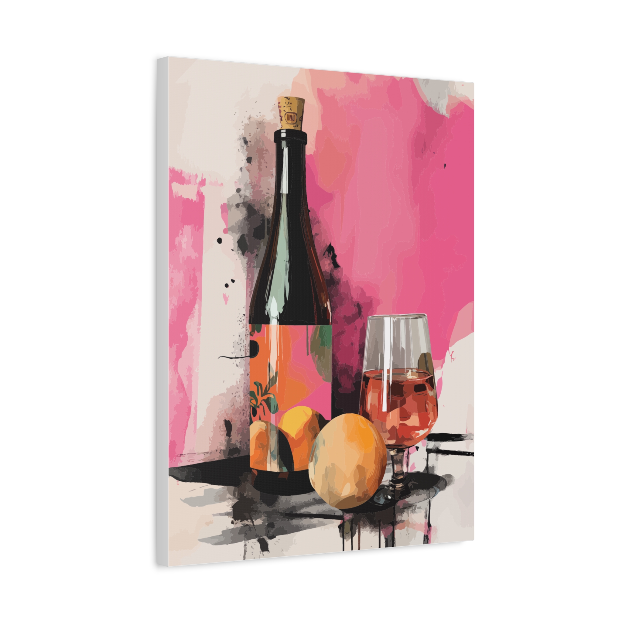 Vibrant Wine & Citrus Art Canvas Print - Modern Home Decor - Image 2