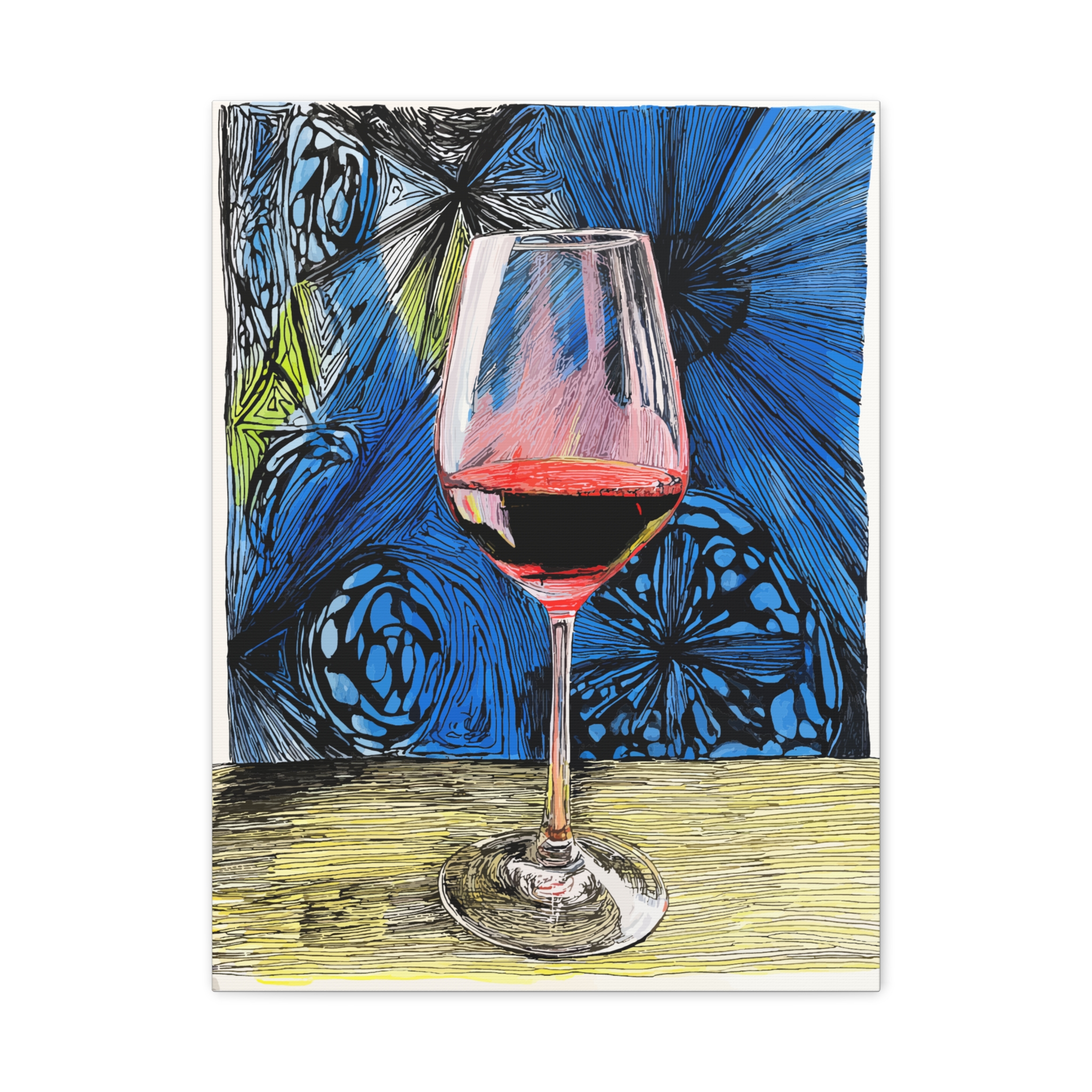 Artistic Canvas Wall Decor - Abstract Wine Glass Art
