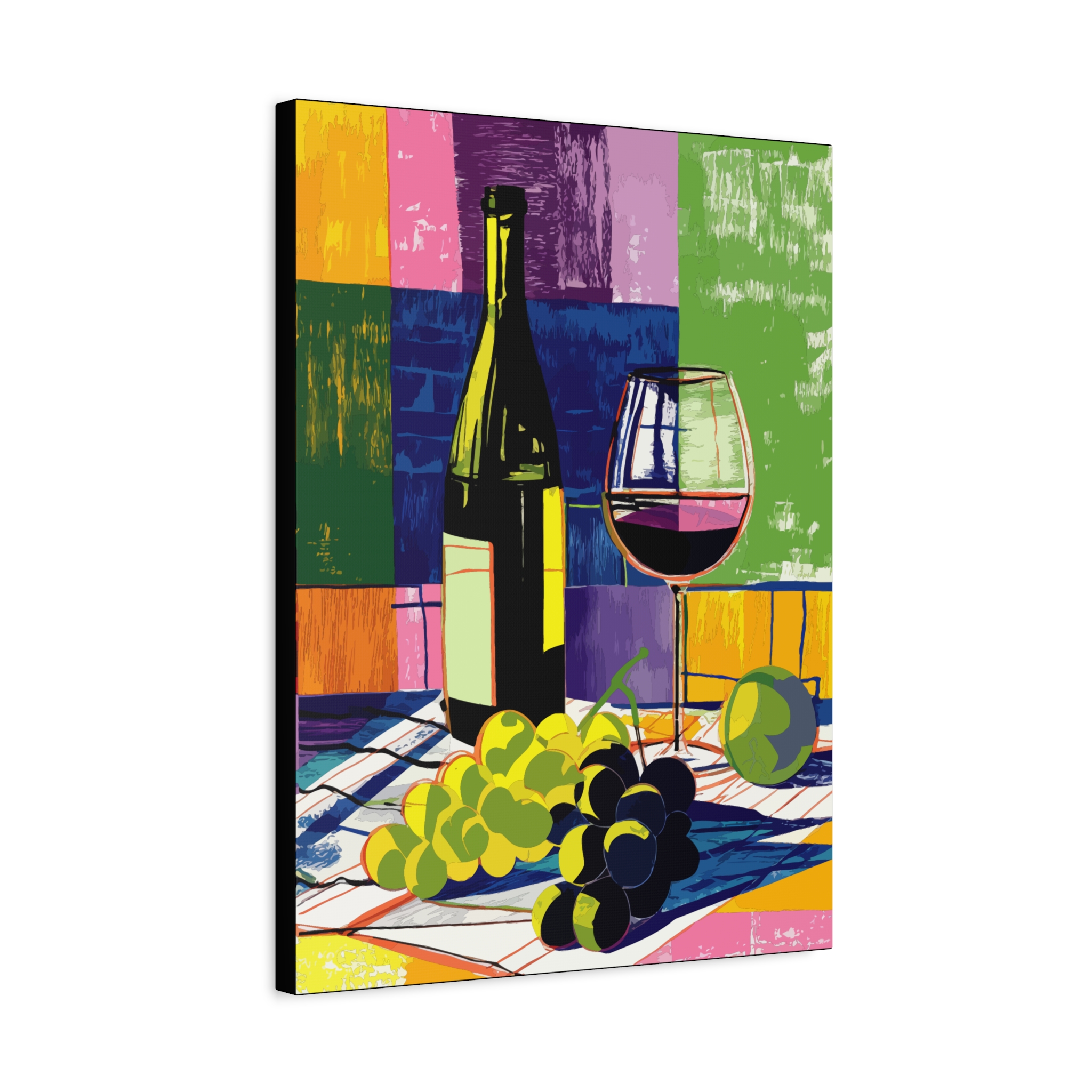 Vibrant Wine Art Canvas Print - Colorful Gourmet Still Life - Image 2