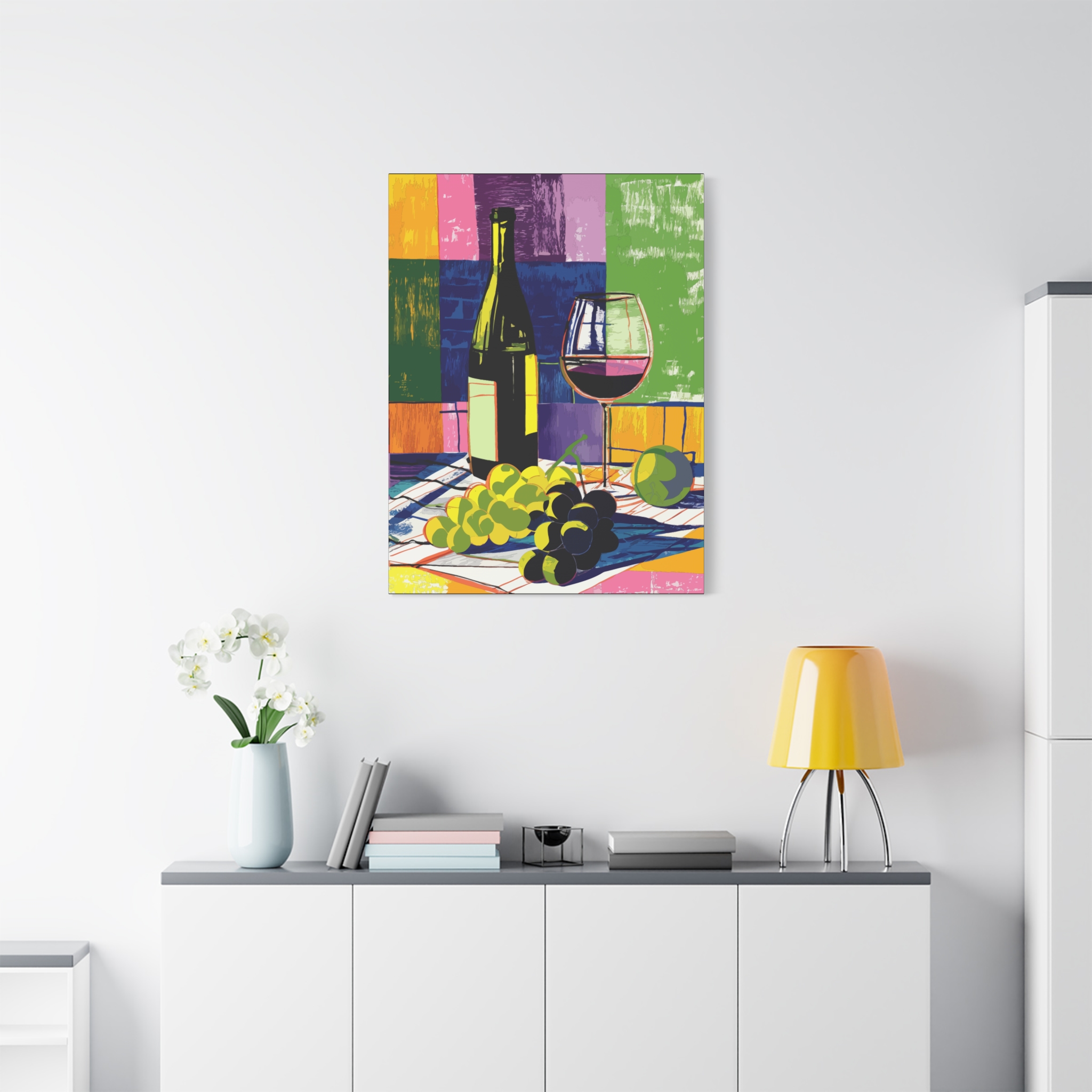 Vibrant Wine Art Canvas Print - Colorful Gourmet Still Life - Image 7