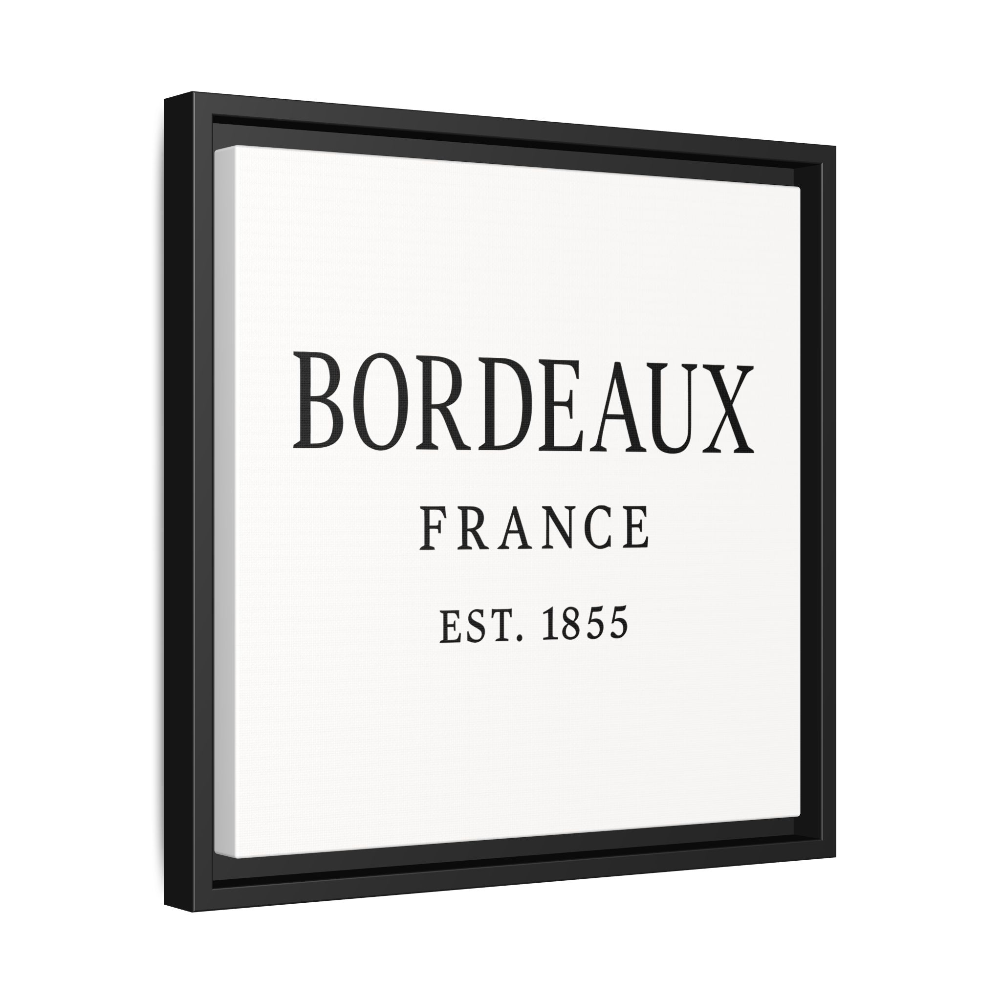 Bordeaux France Wine Region Typography Print – Black and White Vintage-Style Canvas Wall Art, Framed Winery Decor - Image 2
