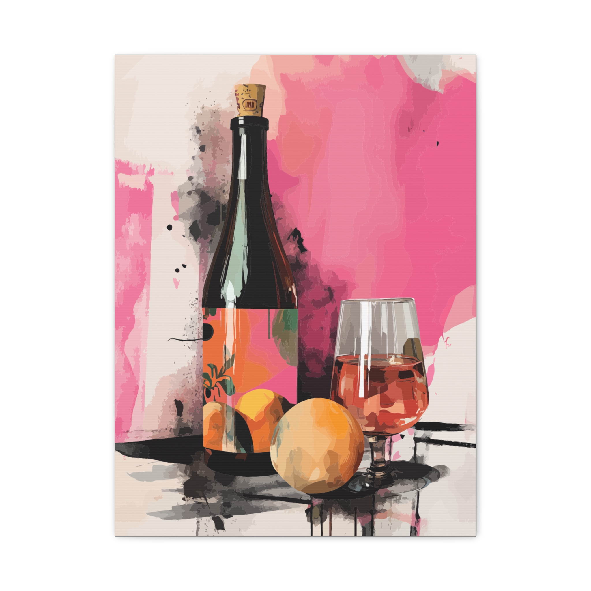 Vibrant Wine & Citrus Art Canvas Print - Modern Home Decor