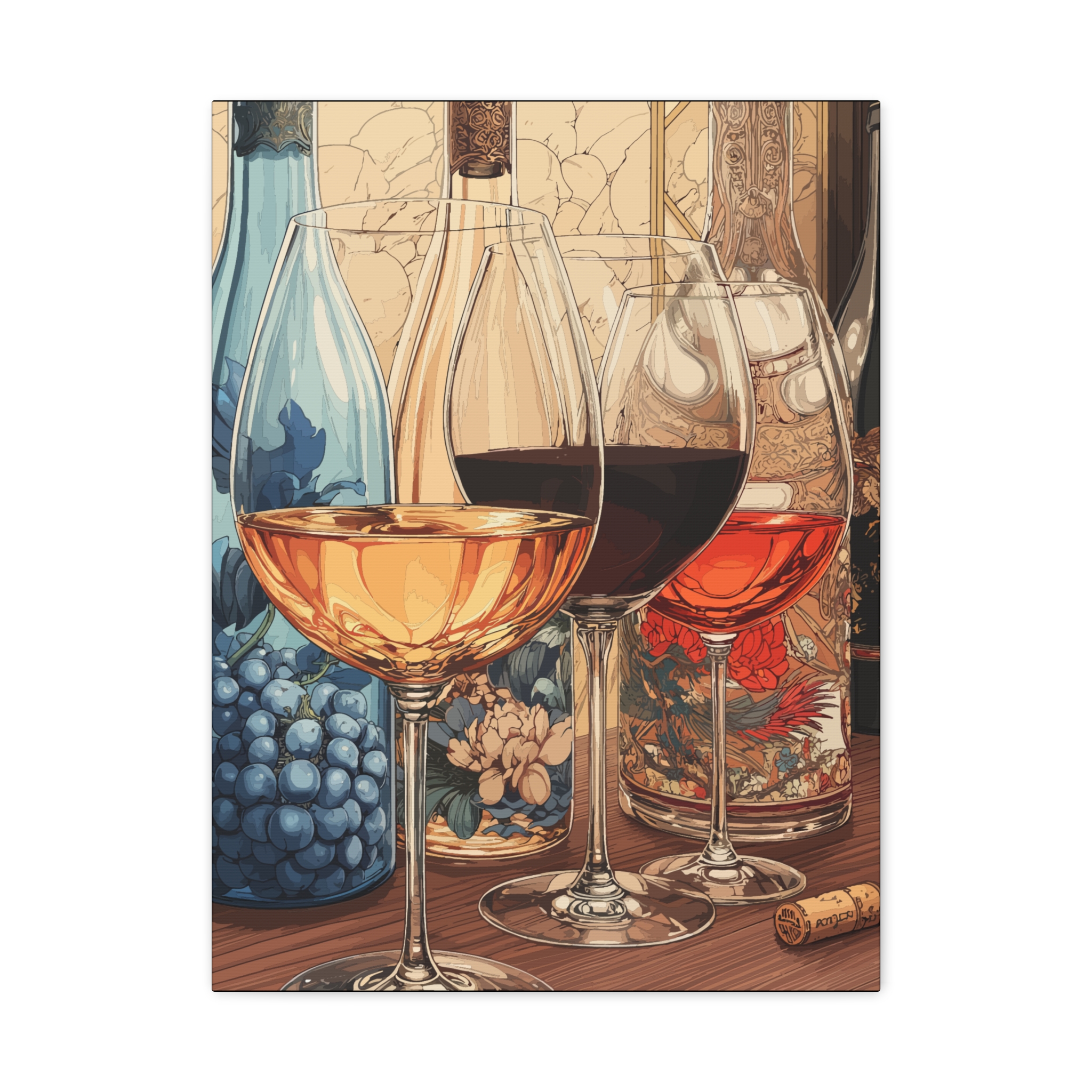 Wine Lover's Art Canvas Print - Elegant Wall Decor for Home and Kitchen