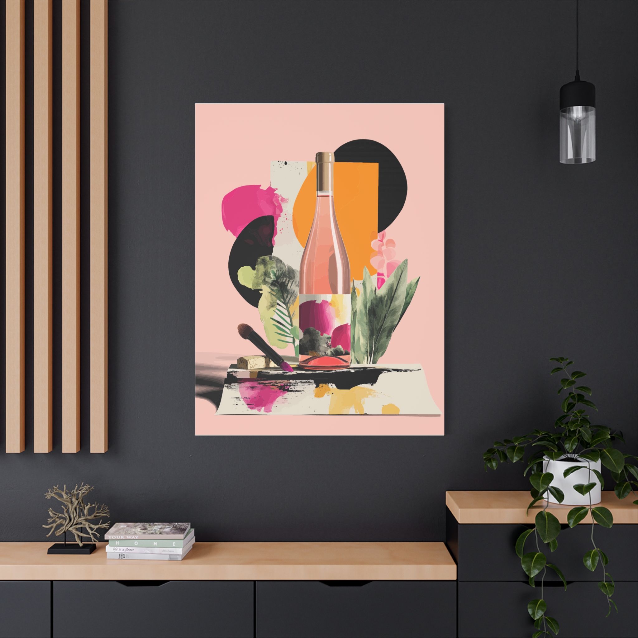 Artistic Stretched Canvas Print - Colorful Wine Bottle Design - Image 12