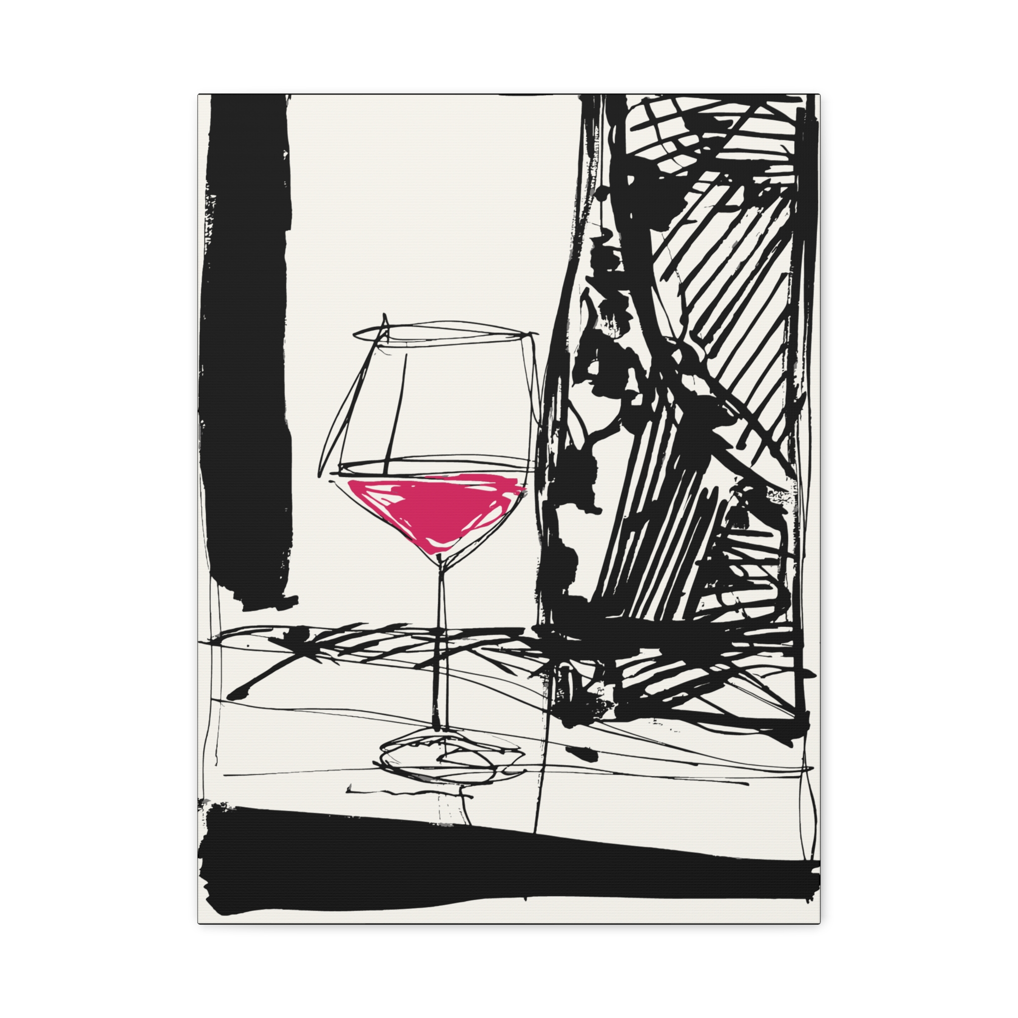 Modern Wine Glass Art Canvas Print - Chic Wall Decor for Home or Bar