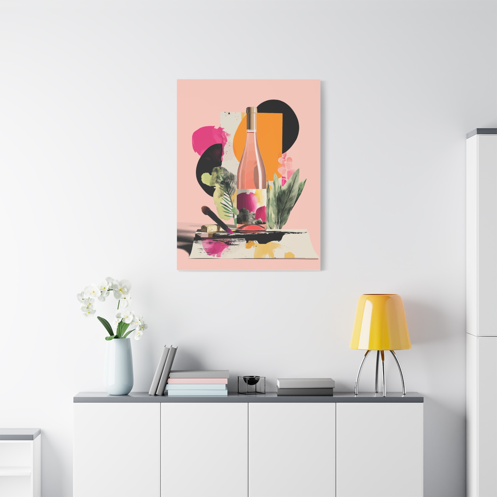 Artistic Stretched Canvas Print - Colorful Wine Bottle Design - Image 7