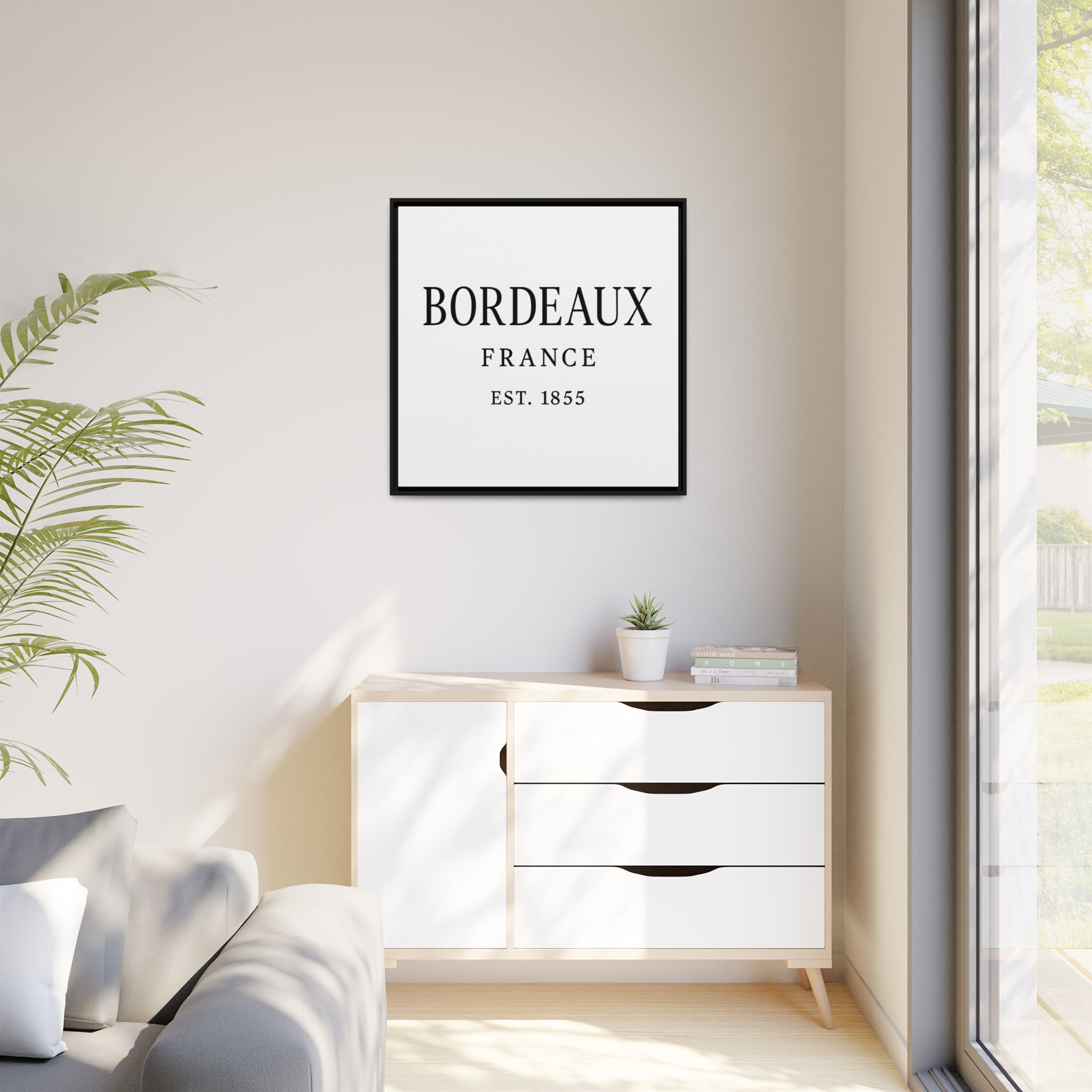 Bordeaux France Wine Region Typography Print – Black and White Vintage-Style Canvas Wall Art, Framed Winery Decor - Image 11