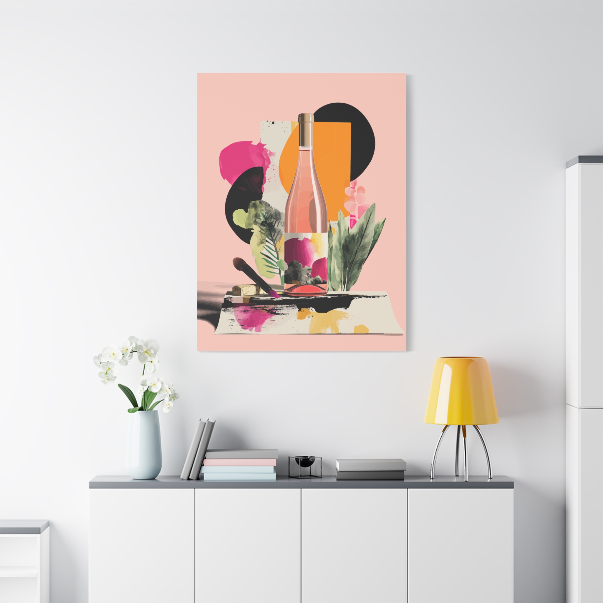 Artistic Stretched Canvas Print - Colorful Wine Bottle Design - Image 11