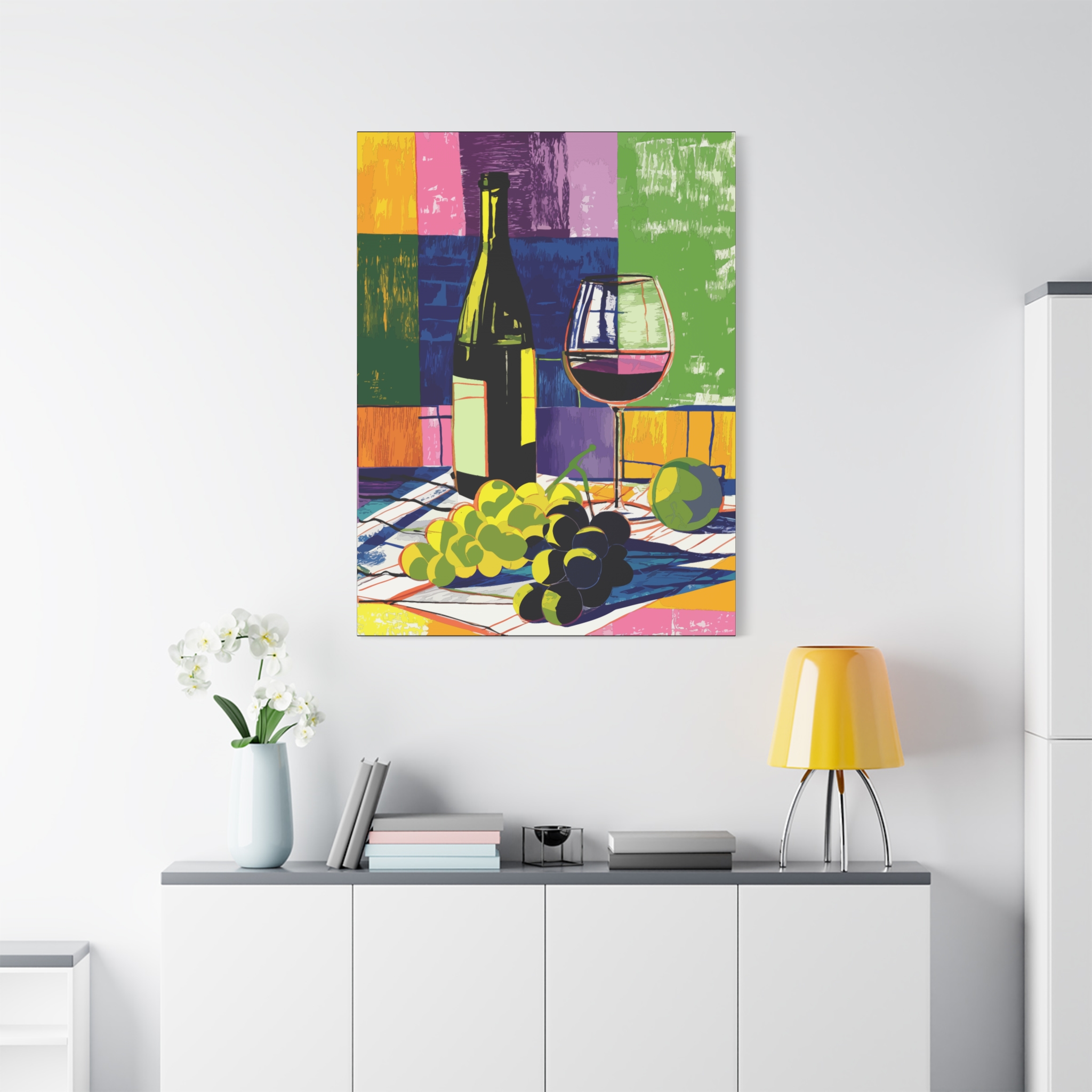 Vibrant Wine Art Canvas Print - Colorful Gourmet Still Life - Image 11