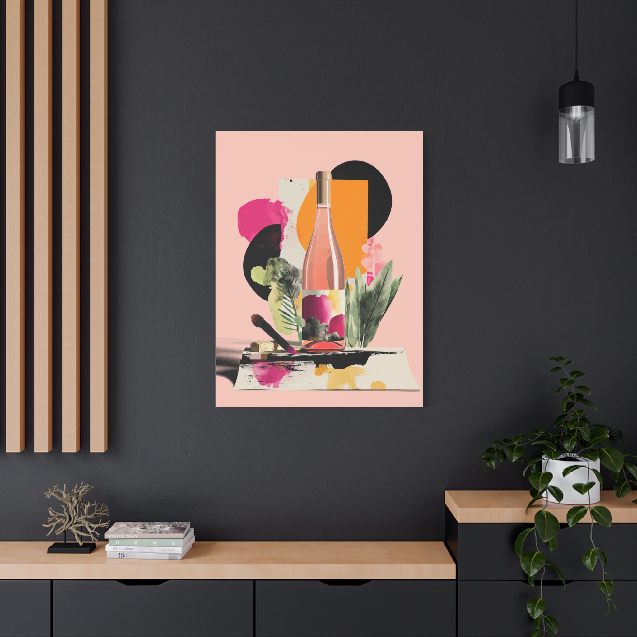 Artistic Stretched Canvas Print - Colorful Wine Bottle Design - Image 8