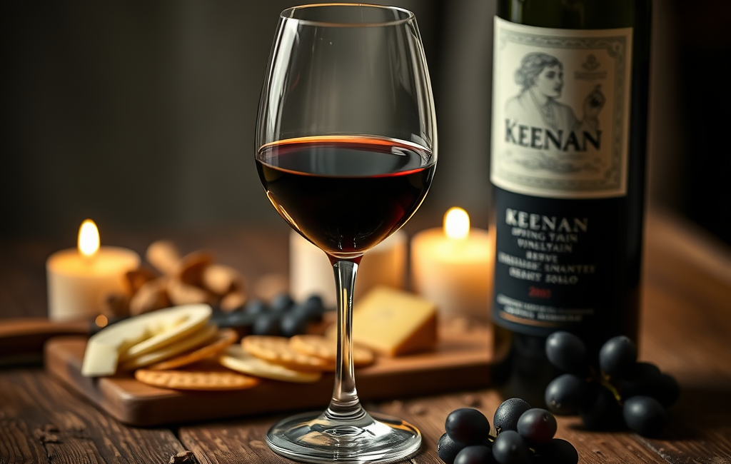 Close‑up of wine glass highlighting deep ruby hue and elegant aroma.