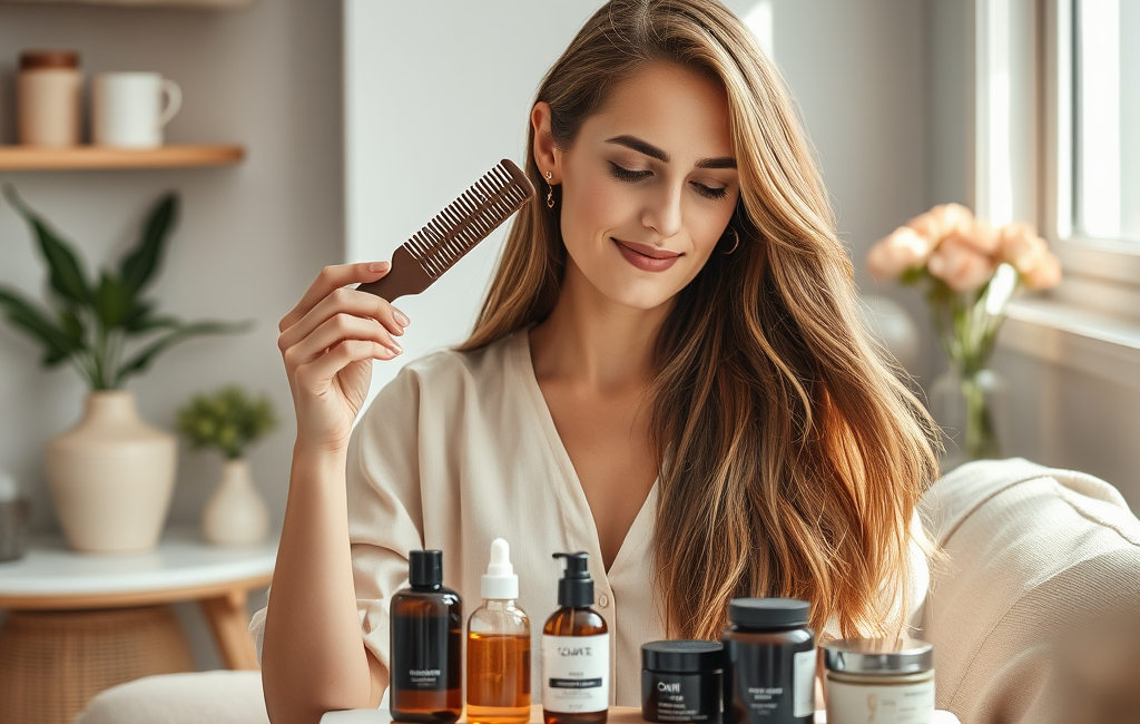 Woman with healthy hair, emphasizing hair growth tips for women over 30