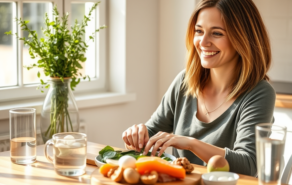 Nutritious foods for hair growth, supporting a balanced diet for women over 30