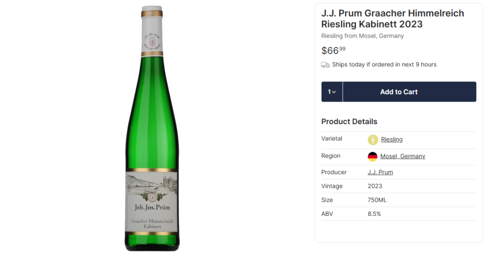 J. J. Prum Graacher Himmelreich Riesling Kabinett 2023