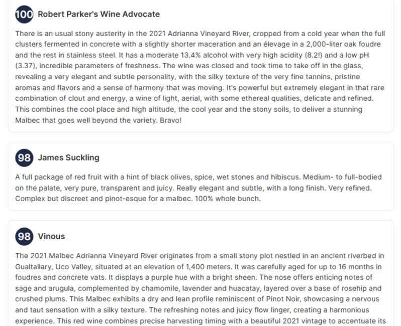 Catena Zapata Adrianna Vineyard River Malbec 2021