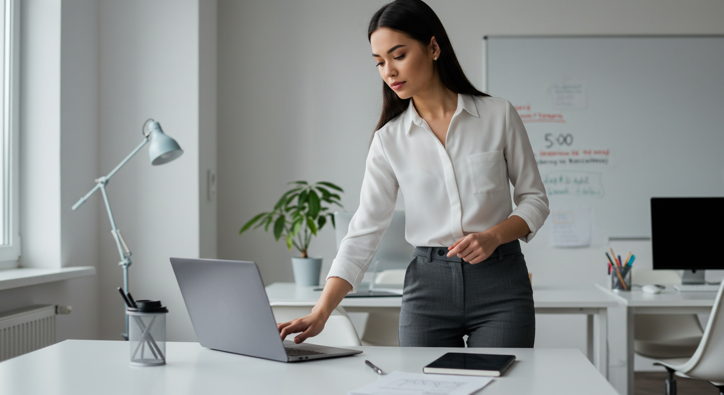Woman setting digital boundaries between work and personal life
