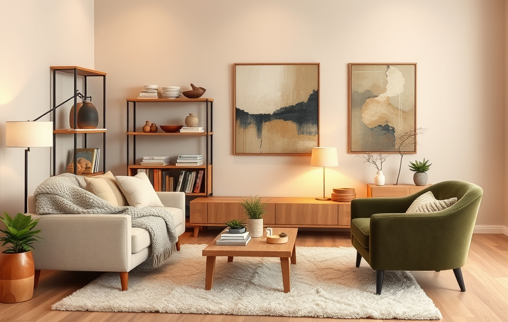 Modern living room home decor ideas with cozy elements and clean lines.