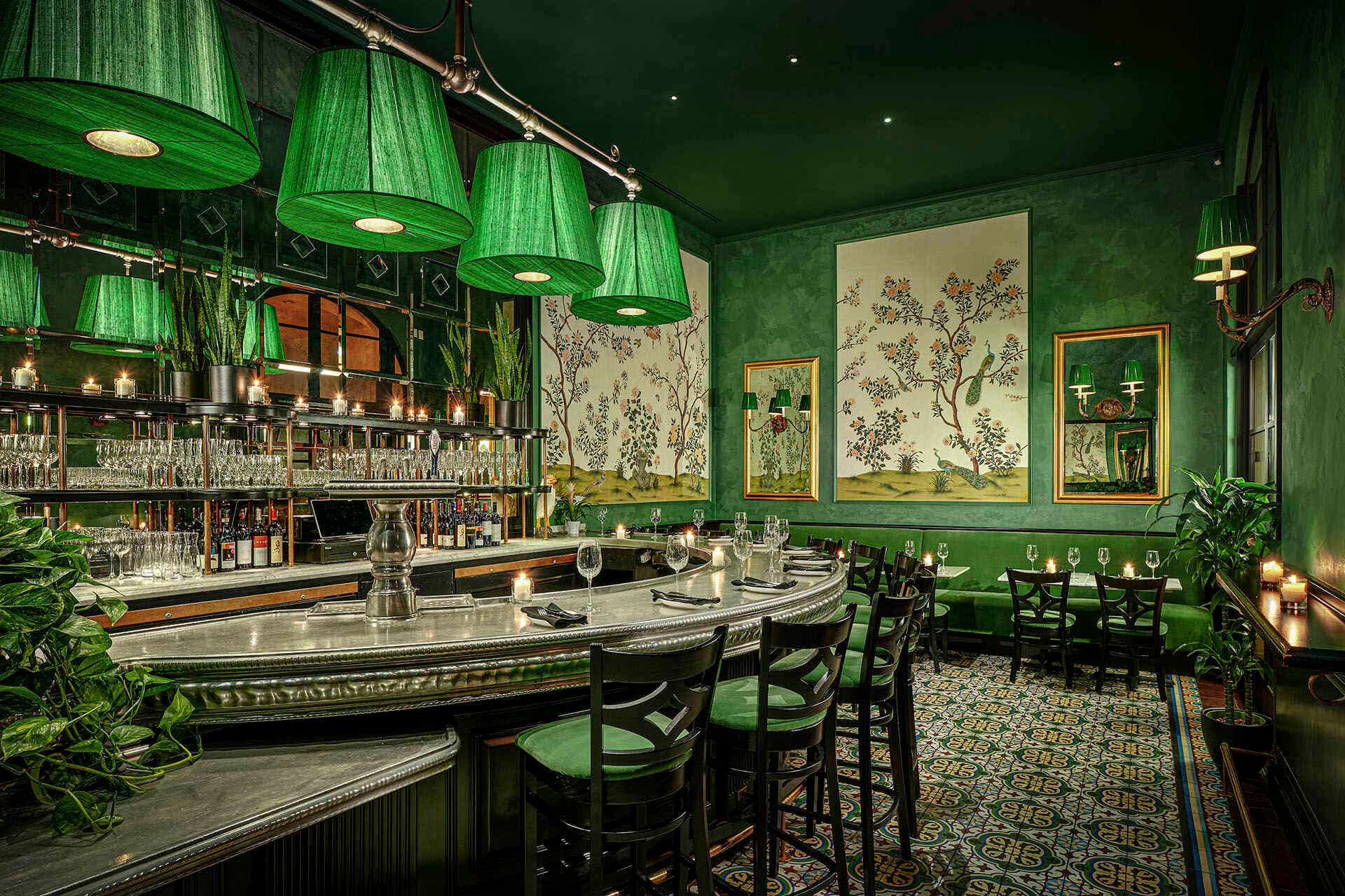 Stylish wine bar in Los Angeles with patrons enjoying wine tastings