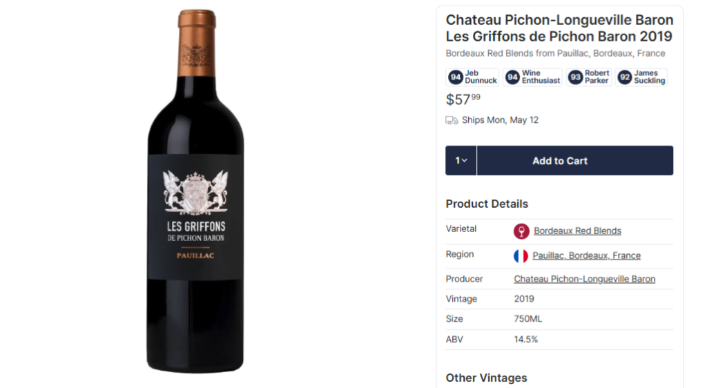 Chateau Pichon-Longueville Baron Les Griffons de Pichon Baron 2019 Review