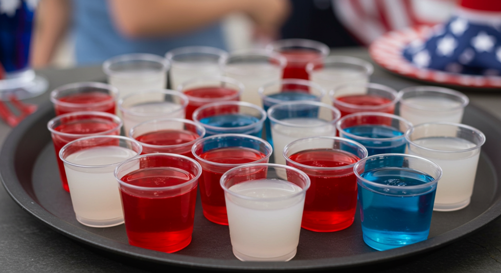 Red White and Blue Wine Jello Shots For 4th of July