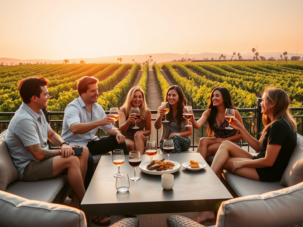 Lawn games and food trucks at a lively winery with a beer garden vibe.