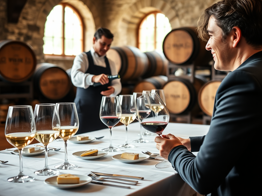 Couple enjoying Château de Pommard Wine Tasting Tour experience in spring.