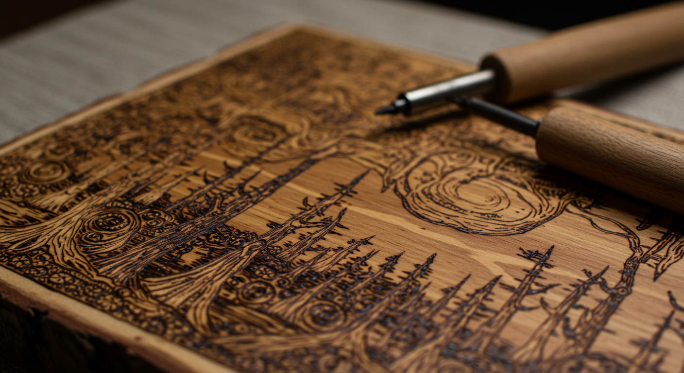 a wood carving with a tool